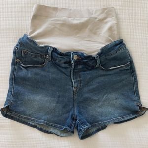 BLANQI® Denim Postpartum Belly Support Jeans Shorts - Worn Indigo Wash / 10